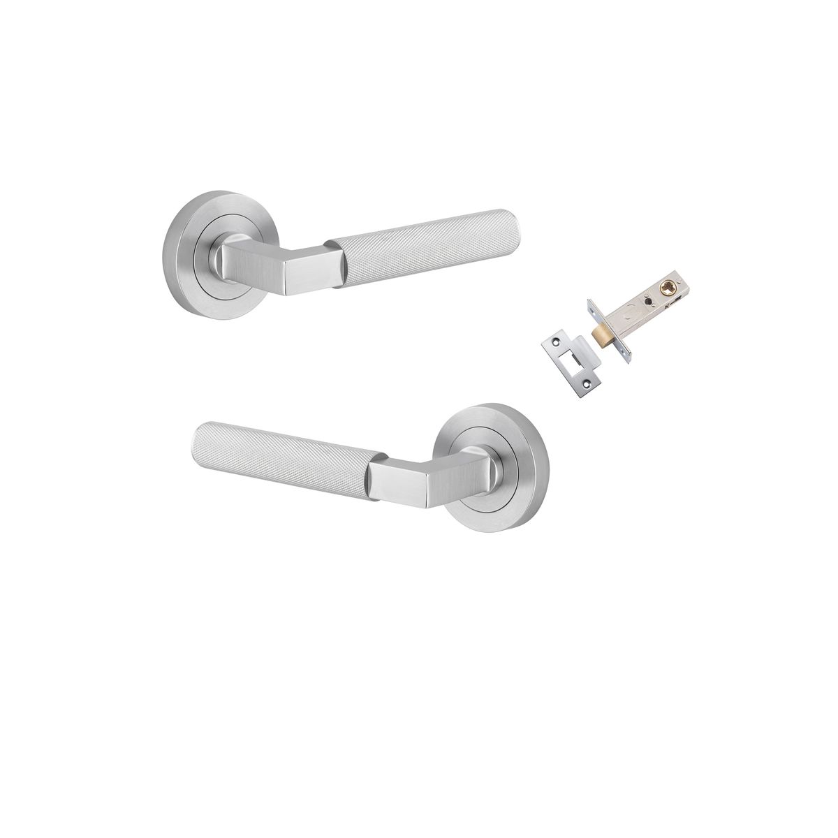 0355KPASS60 - Brunswick Lever - Round Rose Passage Kit - Brushed Chrome - Passage