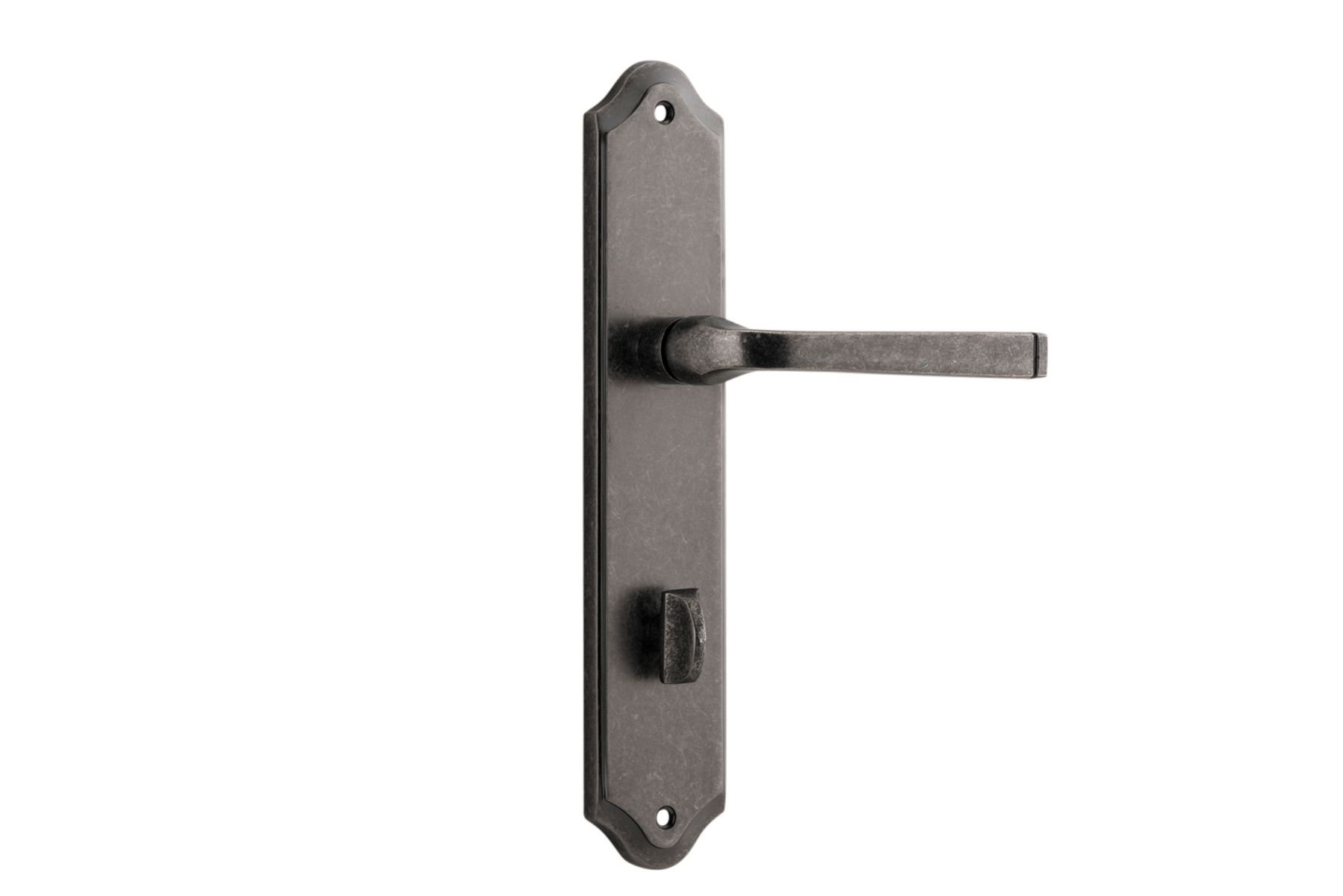 13720P85 - Annecy Lever - Shouldered Backplate - Distressed Nickel - Privacy