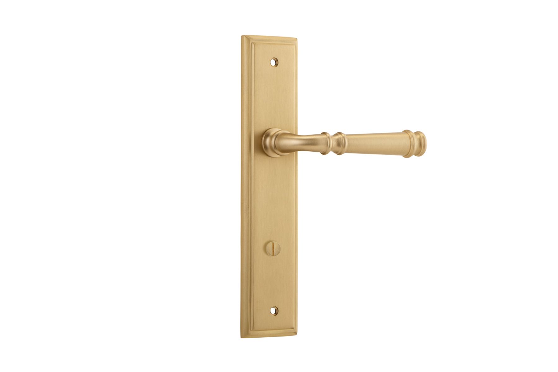 13242P85 - Verona Lever - Stepped Backplate - Brushed Brass - Privacy