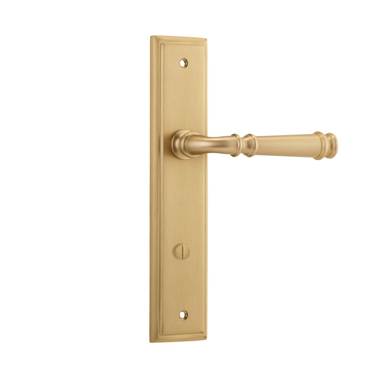 13242P85 - Verona Lever - Stepped Backplate - Brushed Brass - Privacy