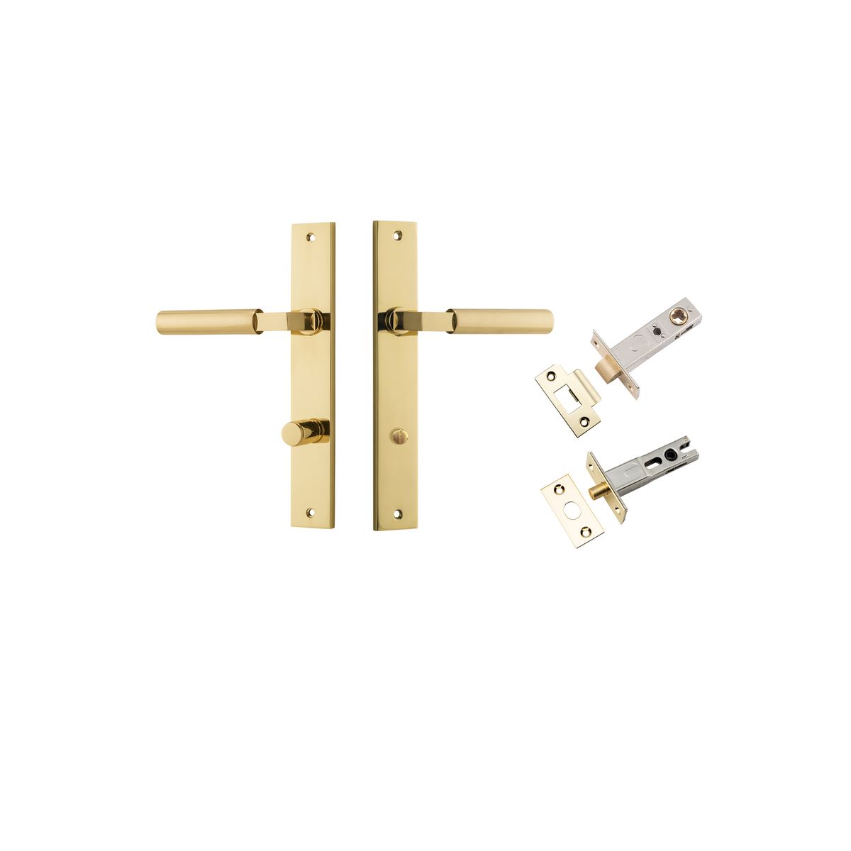 10250KPRIV60 - Berlin Lever - Rectangular Backplate Privacy Kit - Polished Brass - Privacy