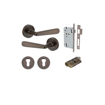 Copenhagen Lever - Round Rose Entrance Kit with Separate High Security Lock