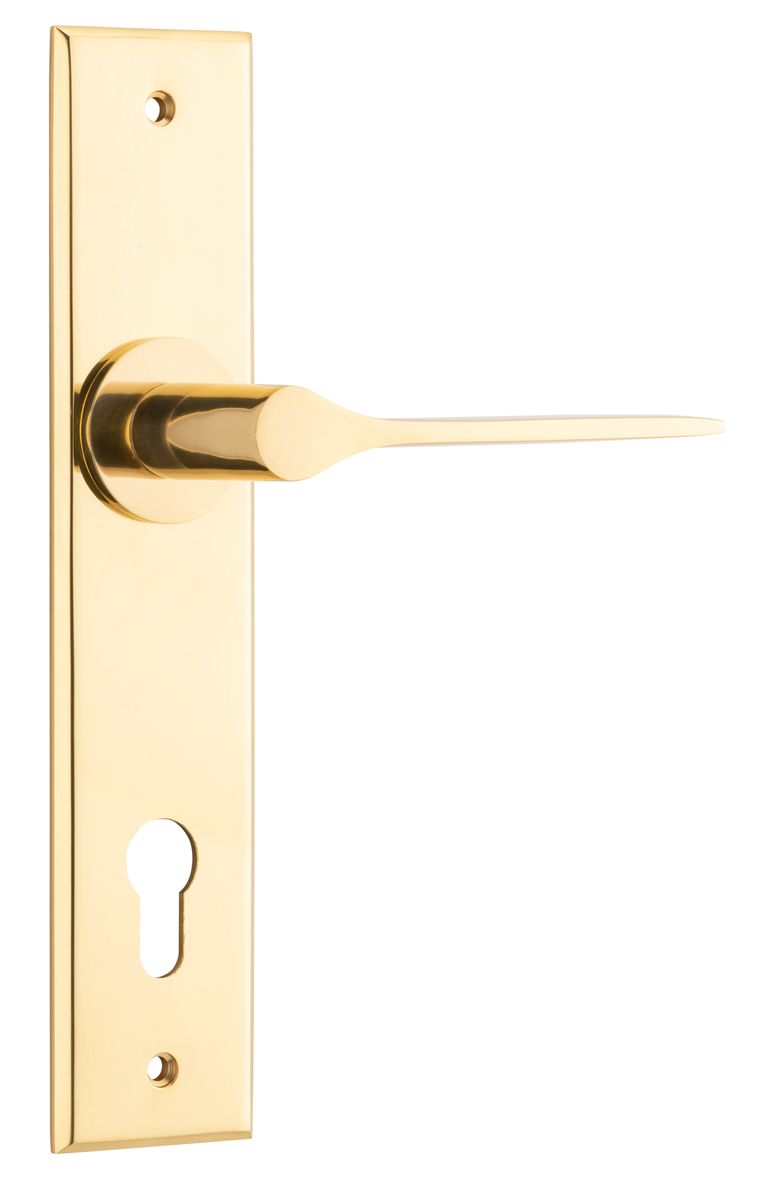 10258E85 - Como Lever - Chamfered Backplate - Polished Brass - Entrance