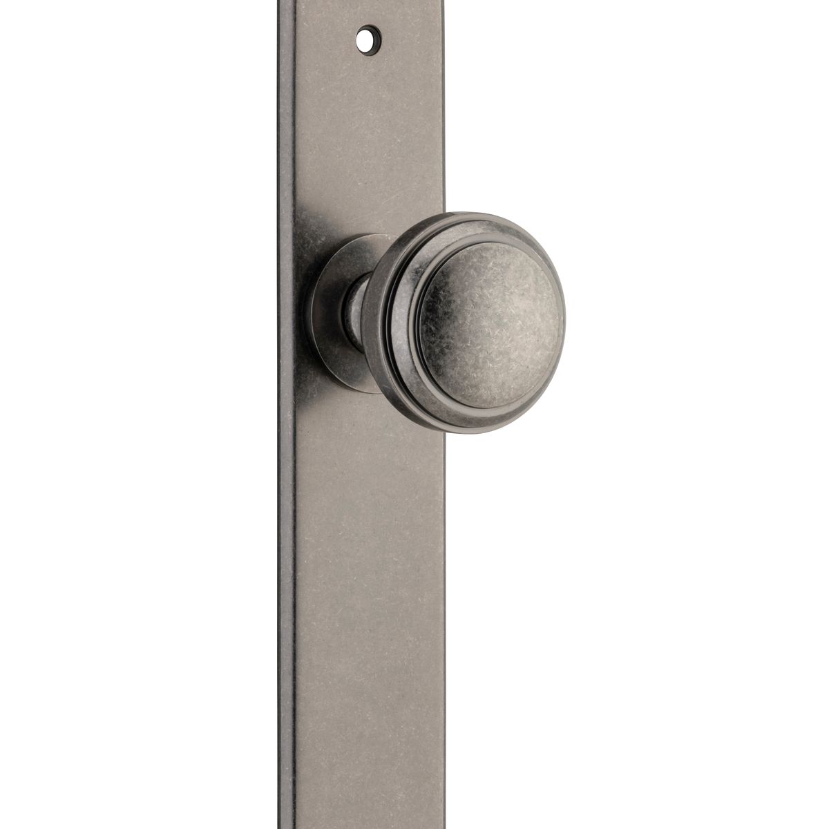13831 - Paddington Knob - Chamfered Backplate - Distressed Nickel - Passage