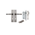 13786KENTR60KT - Verona Lever - Chamfered Backplate Entrance Kit with High Security Lock - Distressed Nickel - Entrance