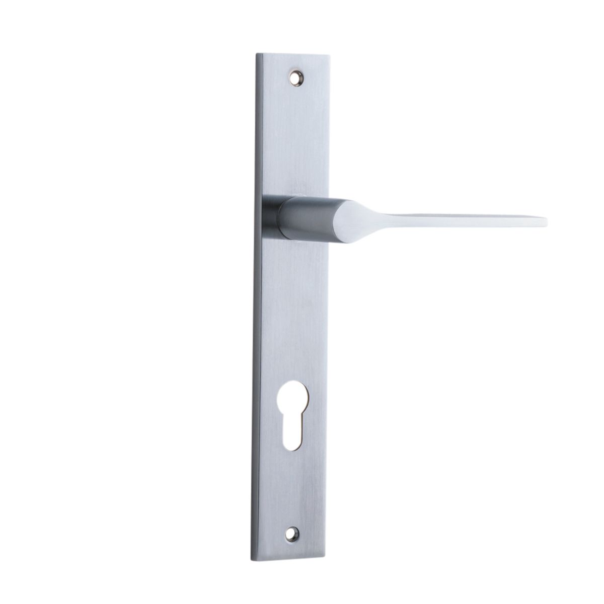 12254E85 - Como Lever - Rectangular Backplate - Brushed Chrome - Entrance
