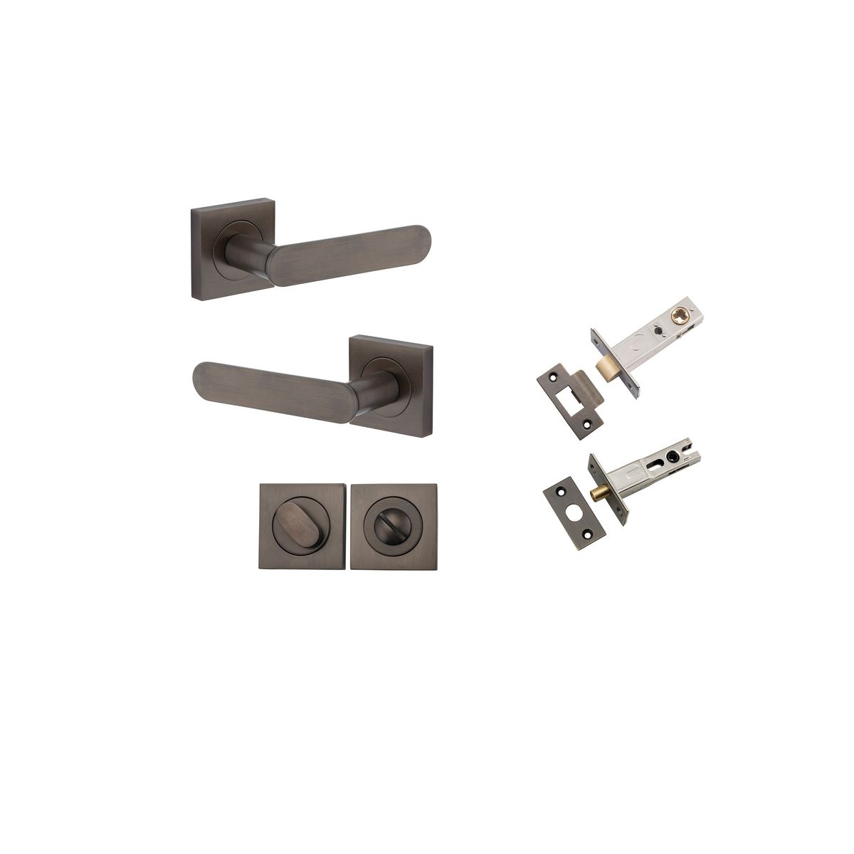 0401KPRIV60 - Bronte Lever - Square Rose Privacy Kit with Privacy Turn with Separate Privacy Turn - Signature Brass - Privacy