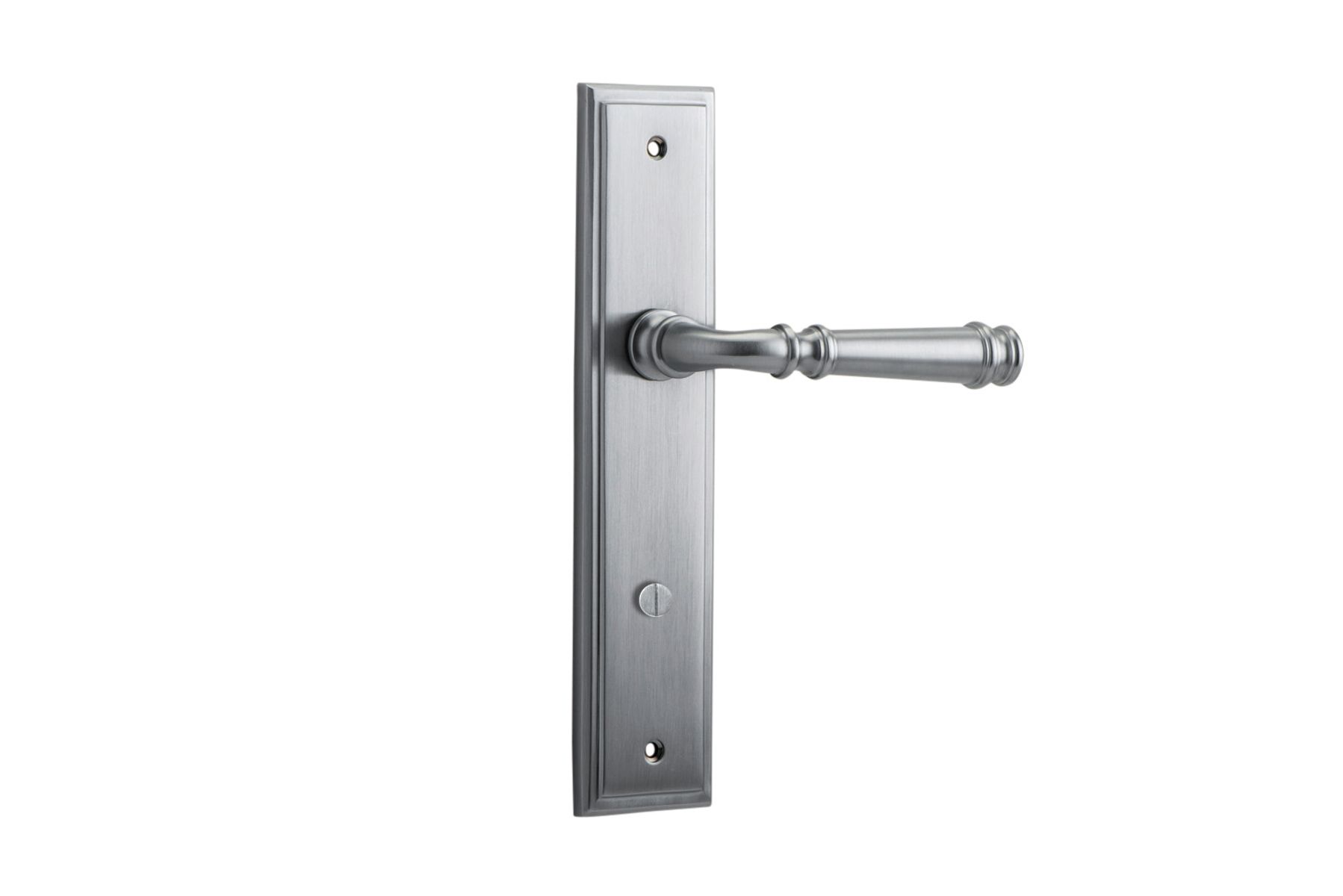 12242P85 - Verona Lever - Stepped Backplate - Brushed Chrome - Privacy