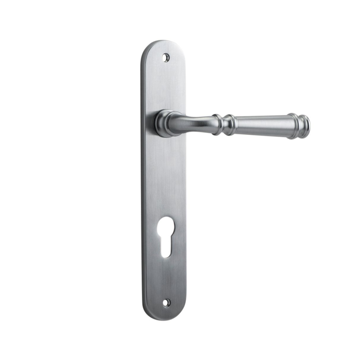 12230E85 - Verona Lever - Oval Backplate - Brushed Chrome - Entrance