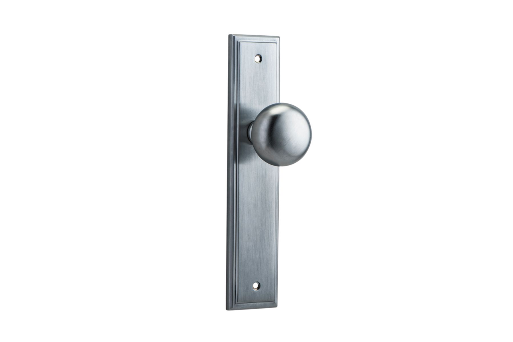 12340 - Cambridge Knob - Stepped Backplate - Brushed Chrome - Passage