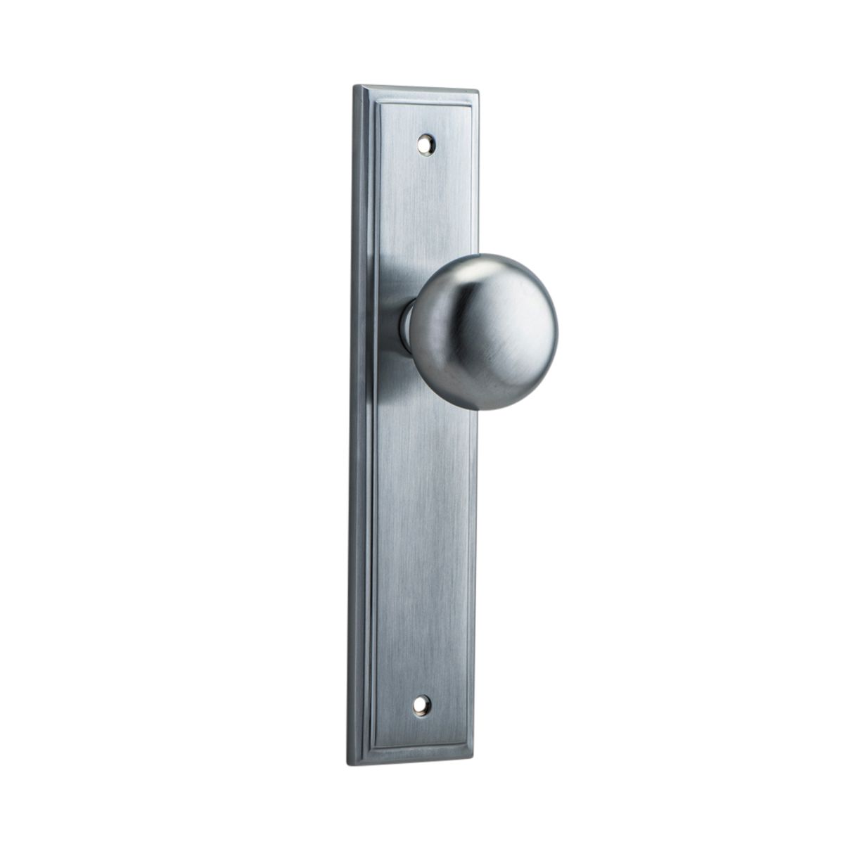 12340 - Cambridge Knob - Stepped Backplate - Brushed Chrome - Passage