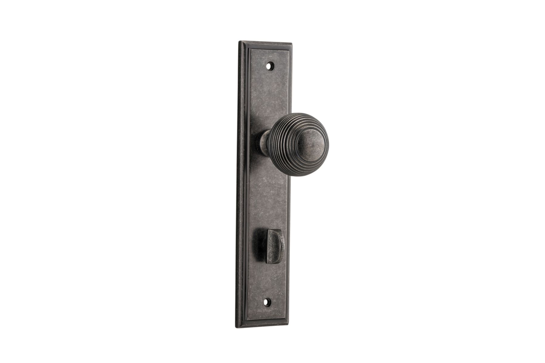 13842P85 - Guildford Knob - Stepped Backplate - Distressed Nickel - Privacy