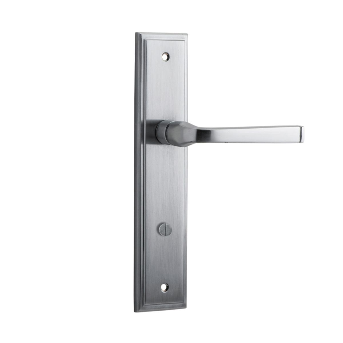 12244P85 - Annecy Lever - Stepped Backplate - Brushed Chrome - Privacy