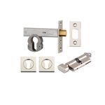 22158K60KTES - Euro Mortice Deadbolt Kit - 60mm Backset with Square Euro Escutcheon Key/Thumb - Polished Nickel - Entrance