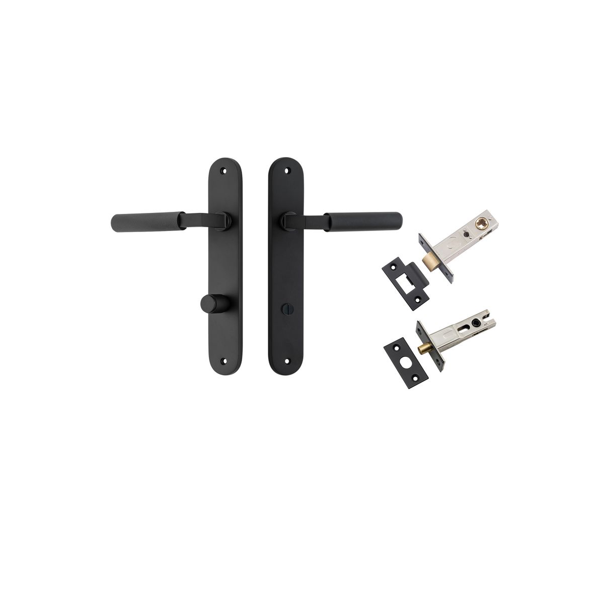 12768KPRIV60 - Brunswick Lever - Oval Backplate Privacy Kit - Matt Black - Privacy