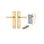 10236KENTR60KT - Sarlat Lever - Stepped Backplate Entrance Kit with High Security Lock - Polished Brass - Entrance