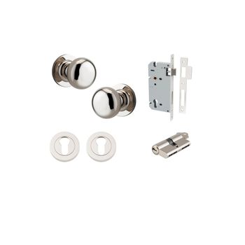 Cambridge Knob - Round Rose Entrance Kit with Separate High Security Lock