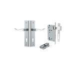 12426KENTR60KK - Stirling Lever - Stepped Backplate Entrance Kit with High Security Lock - Brushed Chrome - Entrance