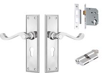 Milton Lever - Long Backplate Entrance Set with High Security Lock