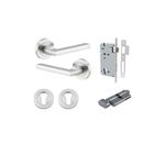 9215KENTR60KT - Baltimore Lever - Round Rose Entrance Kit with Separate High Security Lock - Brushed Chrome - Entrance