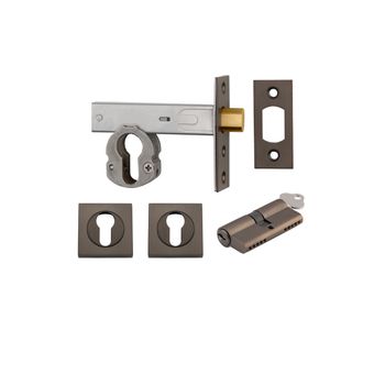 Euro Mortice Deadbolt Kit - 60mm Backset with Square Euro Escutcheon Key/Key