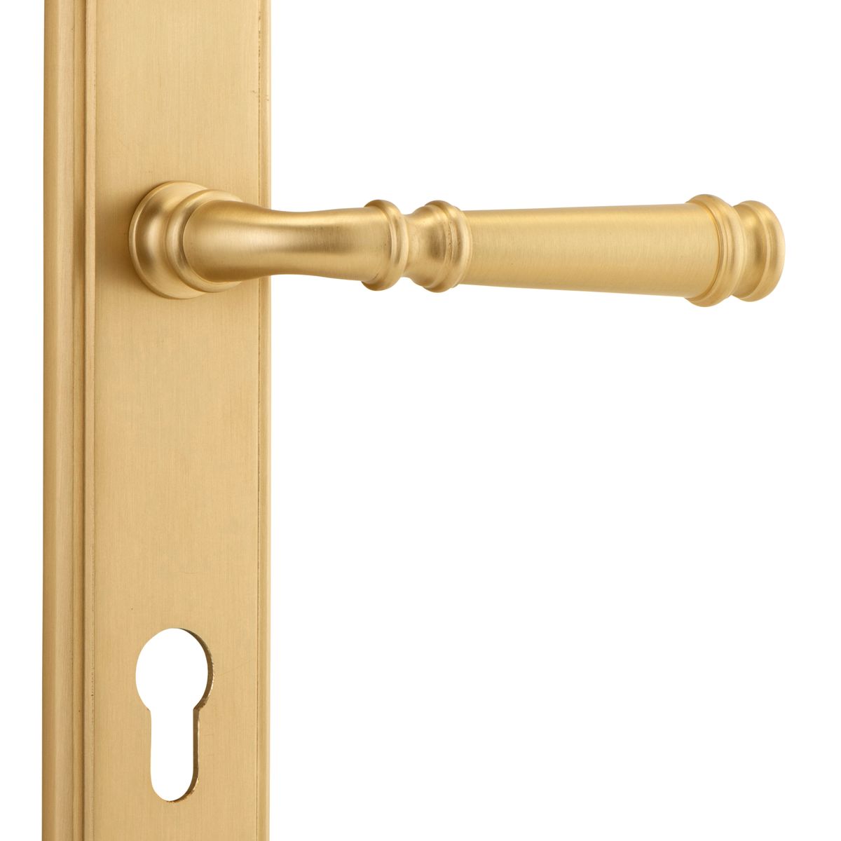 13242E85 - Verona Lever - Stepped Backplate - Brushed Brass - Entrance