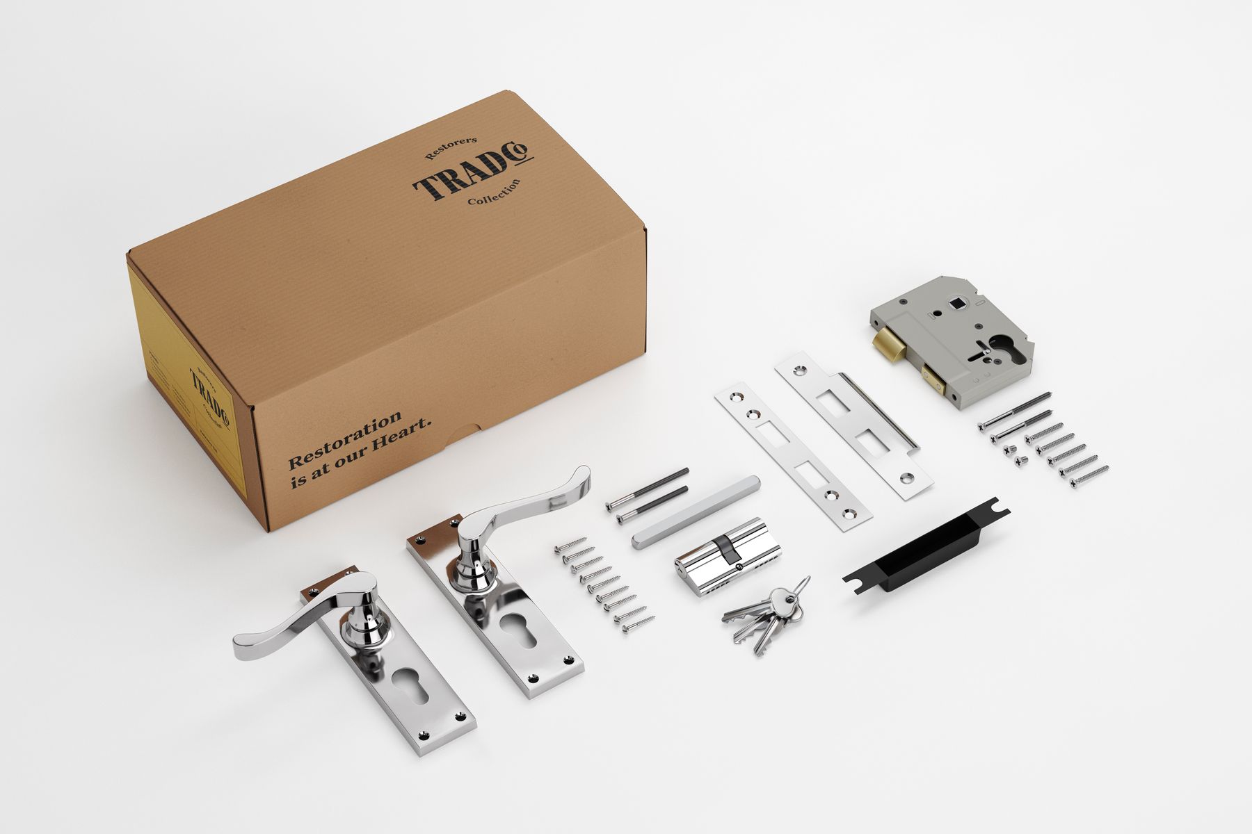 Victorian Lever - Long Backplate Entrance Set with High Security Lock