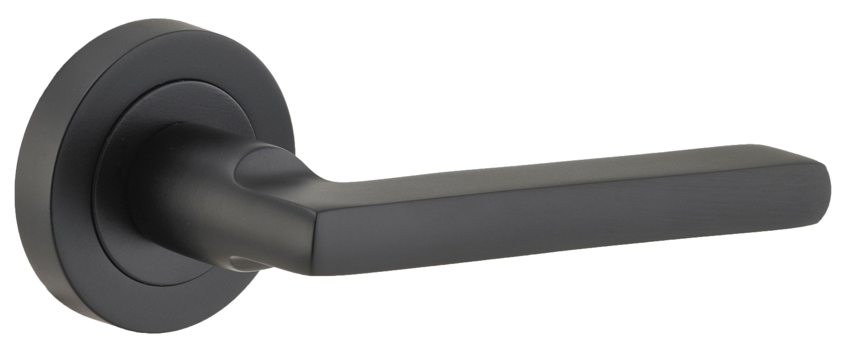 9213 - Baltimore Lever - Round Rose - Matt Black - Passage