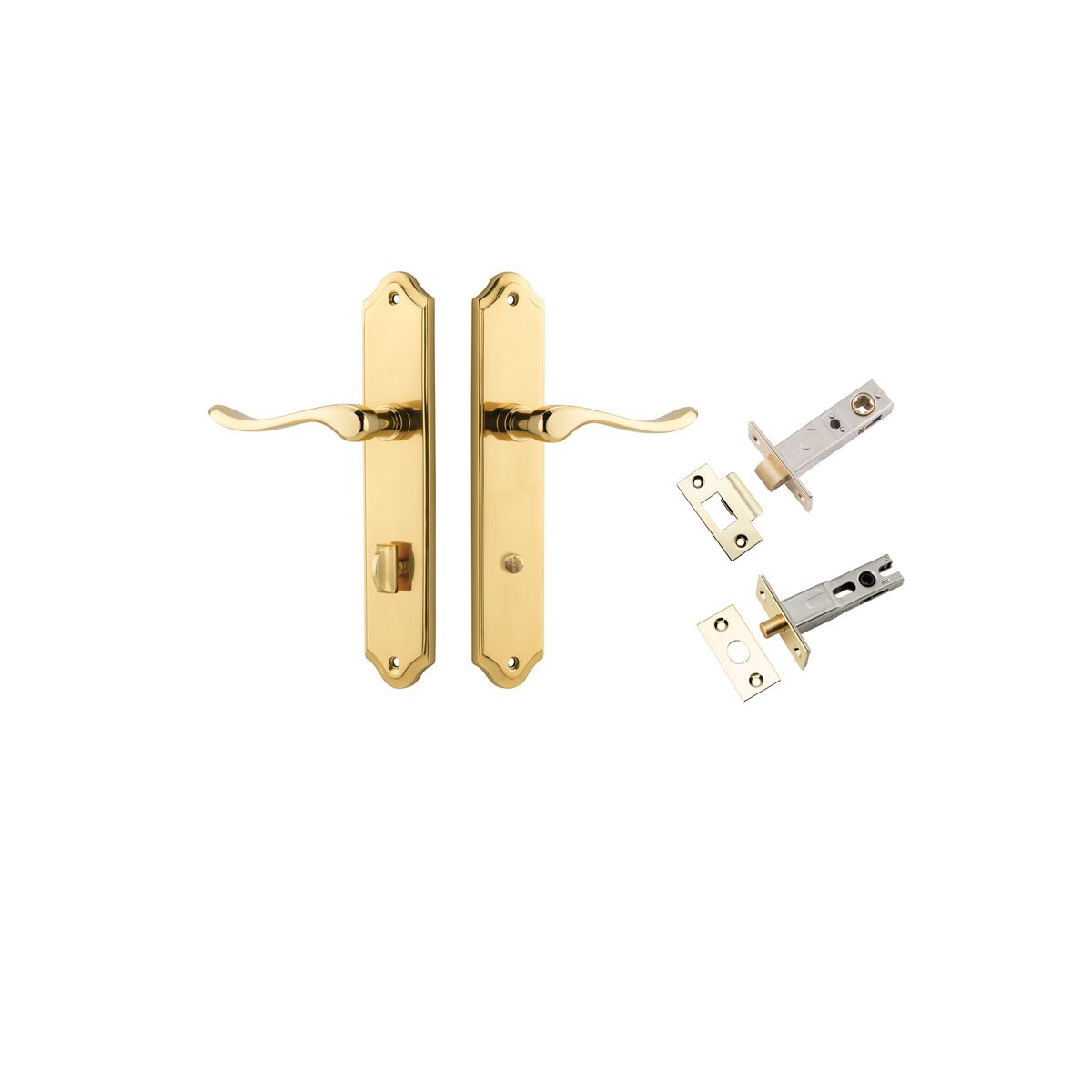 10422KPRIV60 - Stirling Lever - Shouldered Backplate Privacy Kit with Privacy Turn - Polished Brass - Privacy