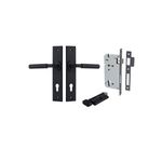 12796KENTR60KT - Brunswick Lever - Chamfered Backplate Entrance Kit with High Security Lock - Matt Black - Entrance