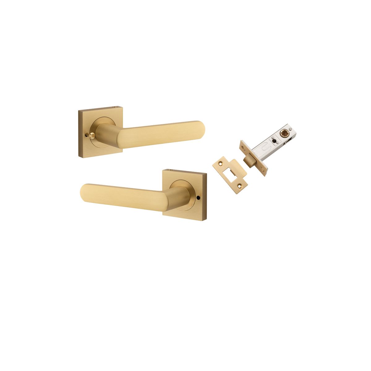 21186KIBPRIV60 - Osaka Lever - Square Rose (Inbuilt Privacy) - Brushed Brass - Privacy