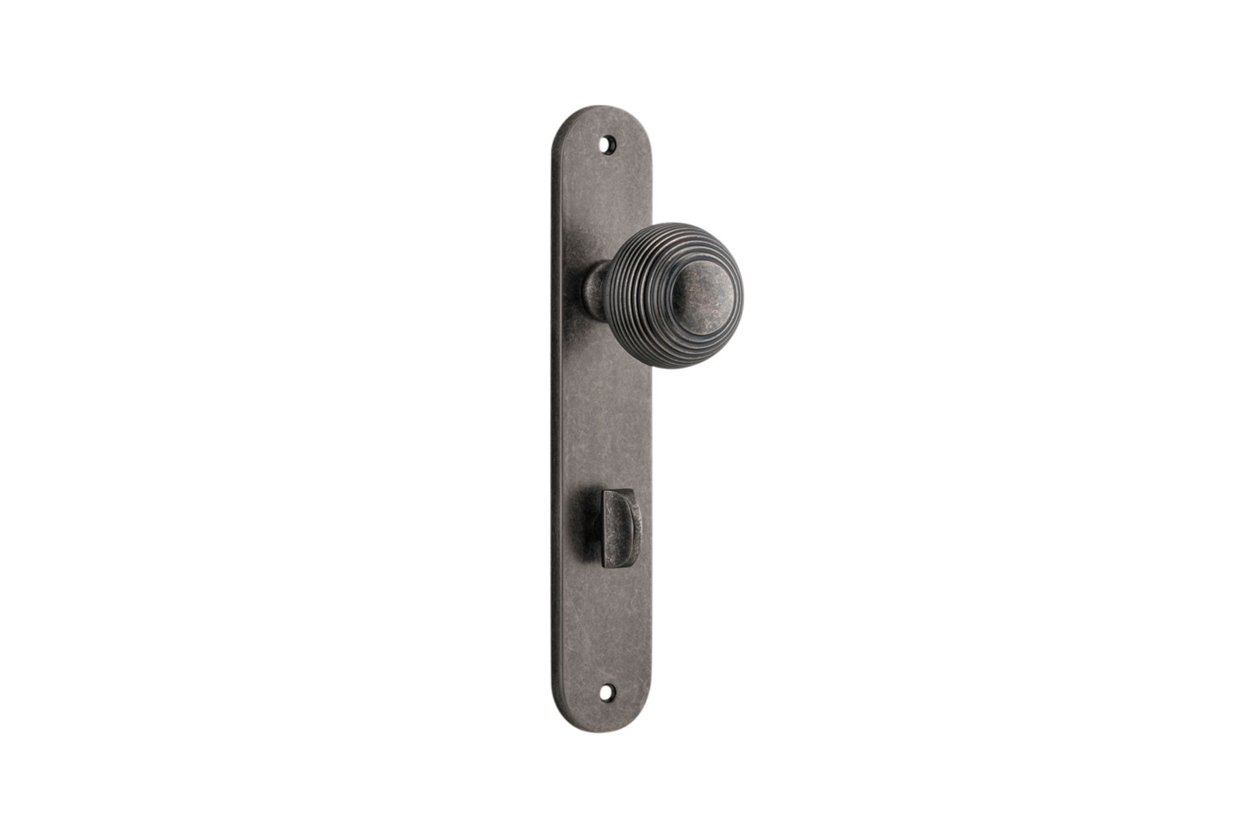 13836P85 - Guildford Knob - Oval Backplate - Distressed Nickel - Privacy