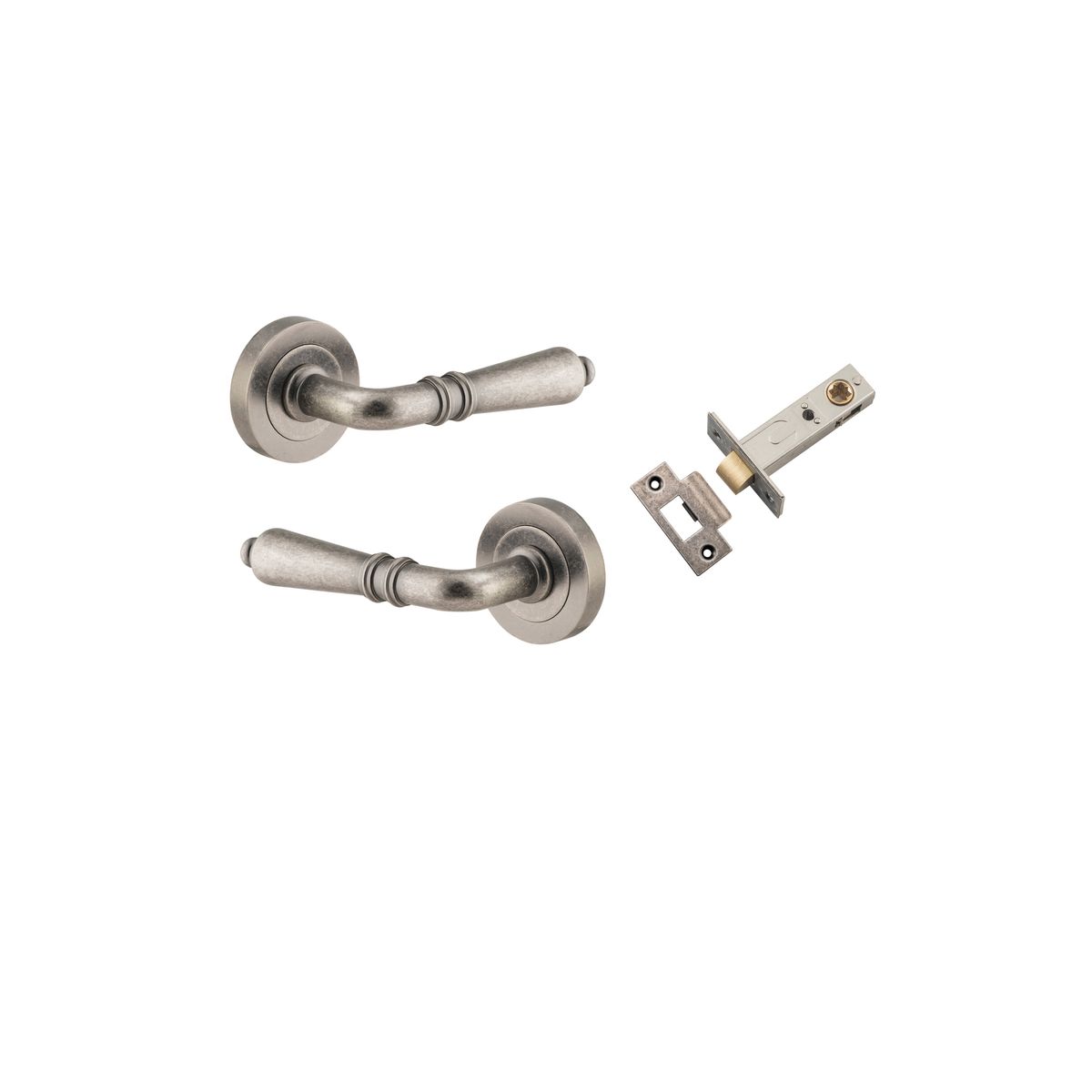 9207KPASS60 - Sarlat Lever - Round Rose Passage Kit - Distressed Nickel - Passage