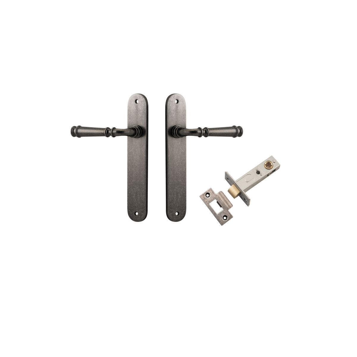 13730KPASS60 - Verona Lever - Oval Backplate Passage Kit - Distressed Nickel - Passage