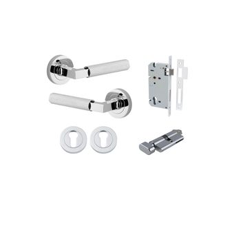 Brunswick Lever - Round Rose Entrance Kit with High Security Lock