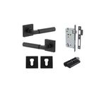 0413KENTR60KK - Berlin Lever - Square Rose Entrance Kit with High Security Lock - Matt Black - Entrance
