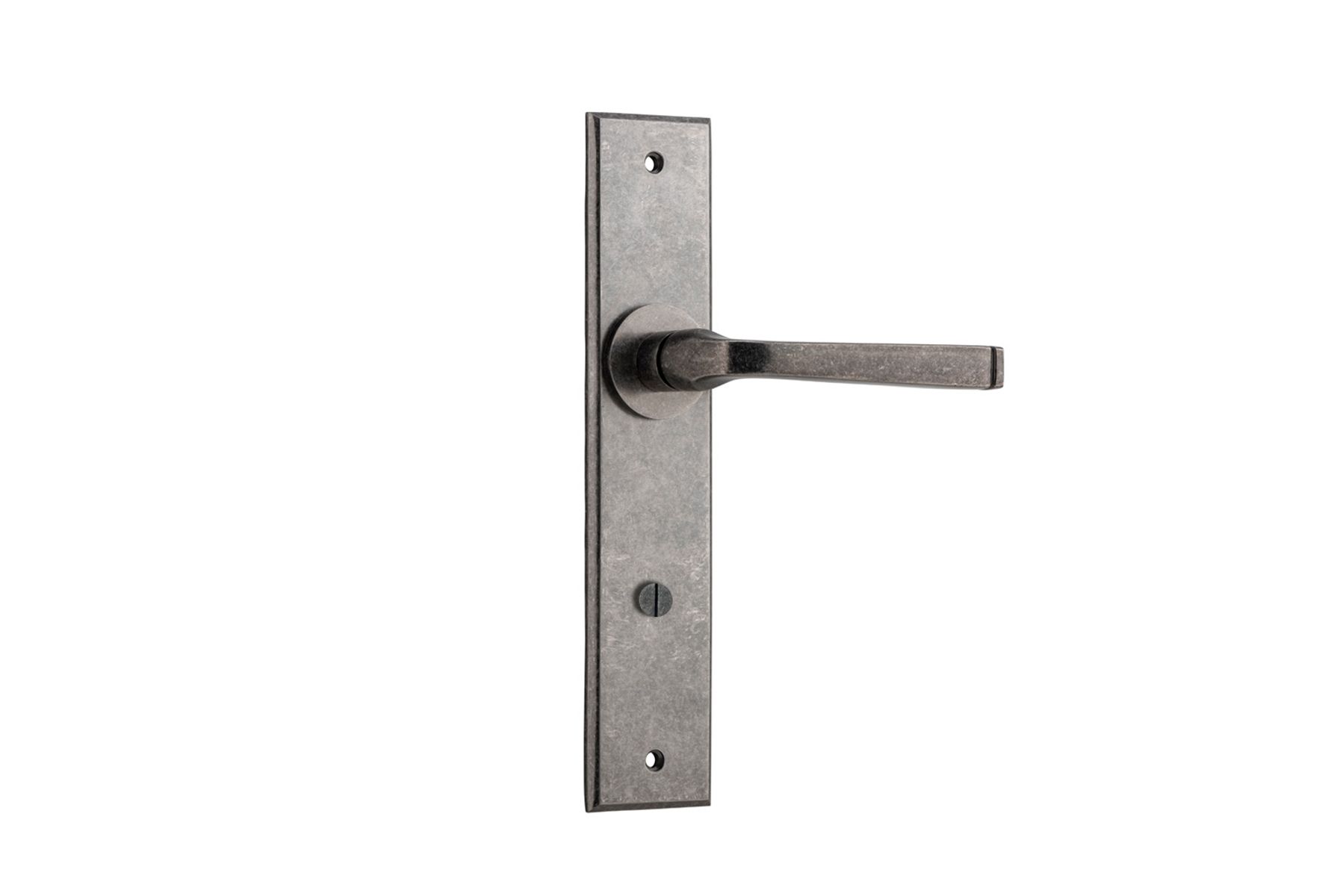 13788P85 - Annecy Lever - Chamfered Backplate - Distressed Nickel - Privacy