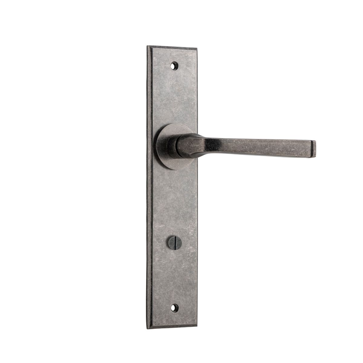 13788P85 - Annecy Lever - Chamfered Backplate - Distressed Nickel - Privacy