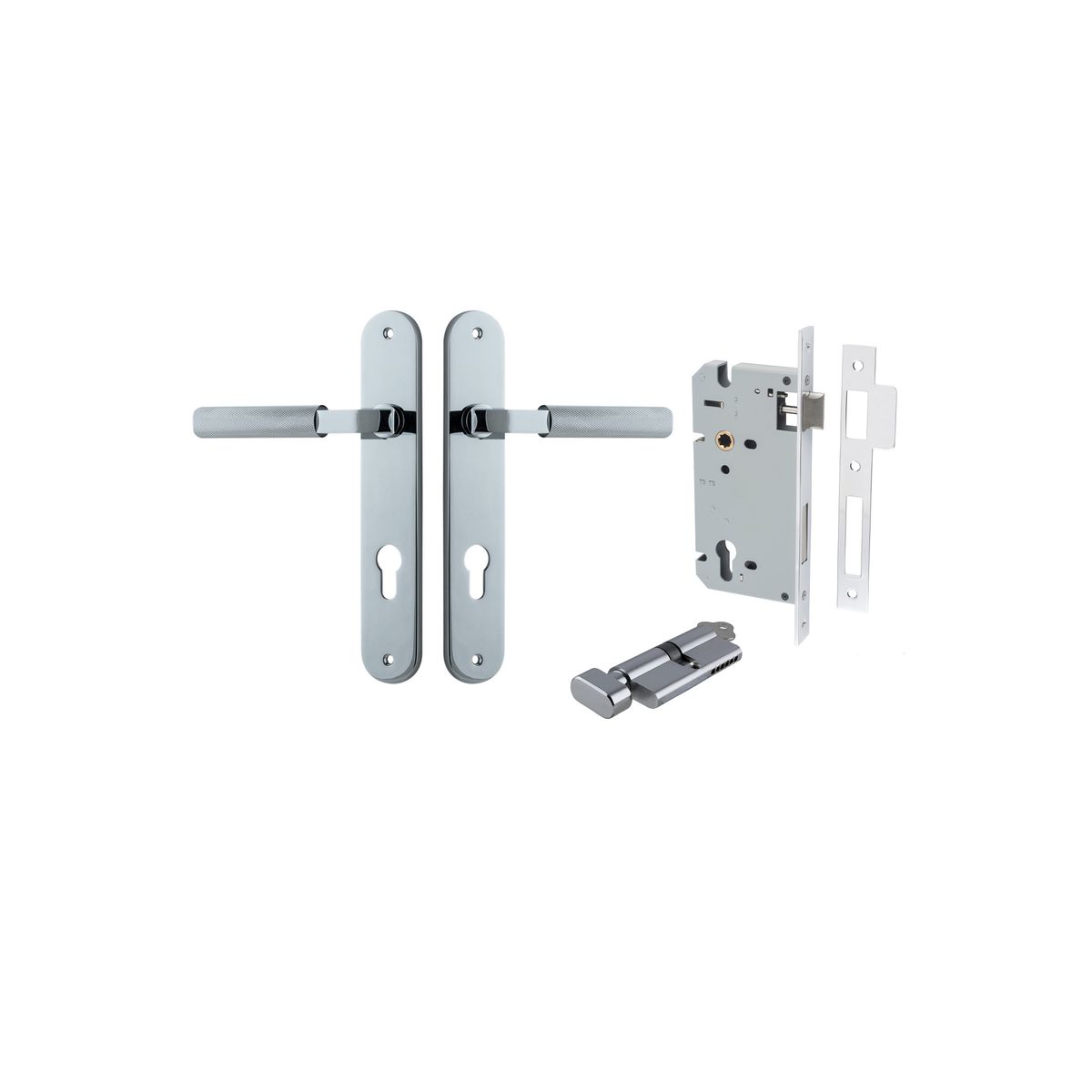 11768KENTR60KT - Brunswick Lever - Oval Backplate Entrance Kit with High Security Lock - Polished Chrome - Entrance