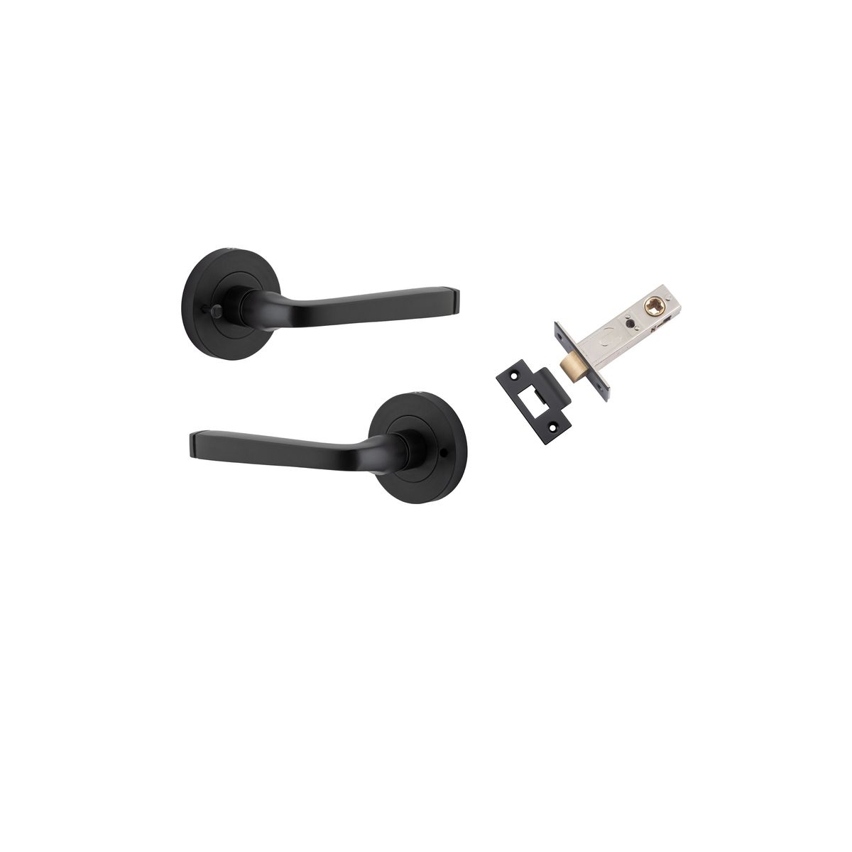 0323KIBPRIV60 - Annecy Lever - Round Rose (Inbuilt Privacy) - Matt Black - Privacy