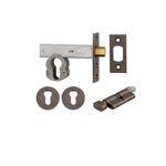 22150K60KTER - Euro Mortice Deadbolt Kit - 60mm Backset with Round Euro Escutcheon Key/Thumb - Signature Brass - Entrance
