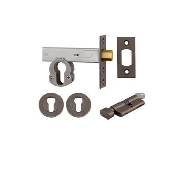 Euro Mortice Deadbolt Kit - 60mm Backset with Round Euro Escutcheon Key/Thumb