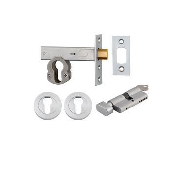 Euro Mortice Deadbolt Kit - 60mm Backset with Round Euro Escutcheon Key/Thumb
