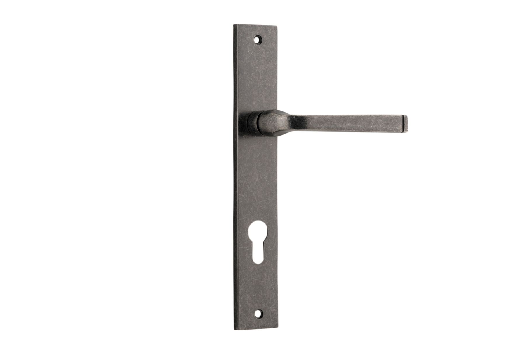 13708E85 - Annecy Lever - Rectangular Backplate - Distressed Nickel - Entrance