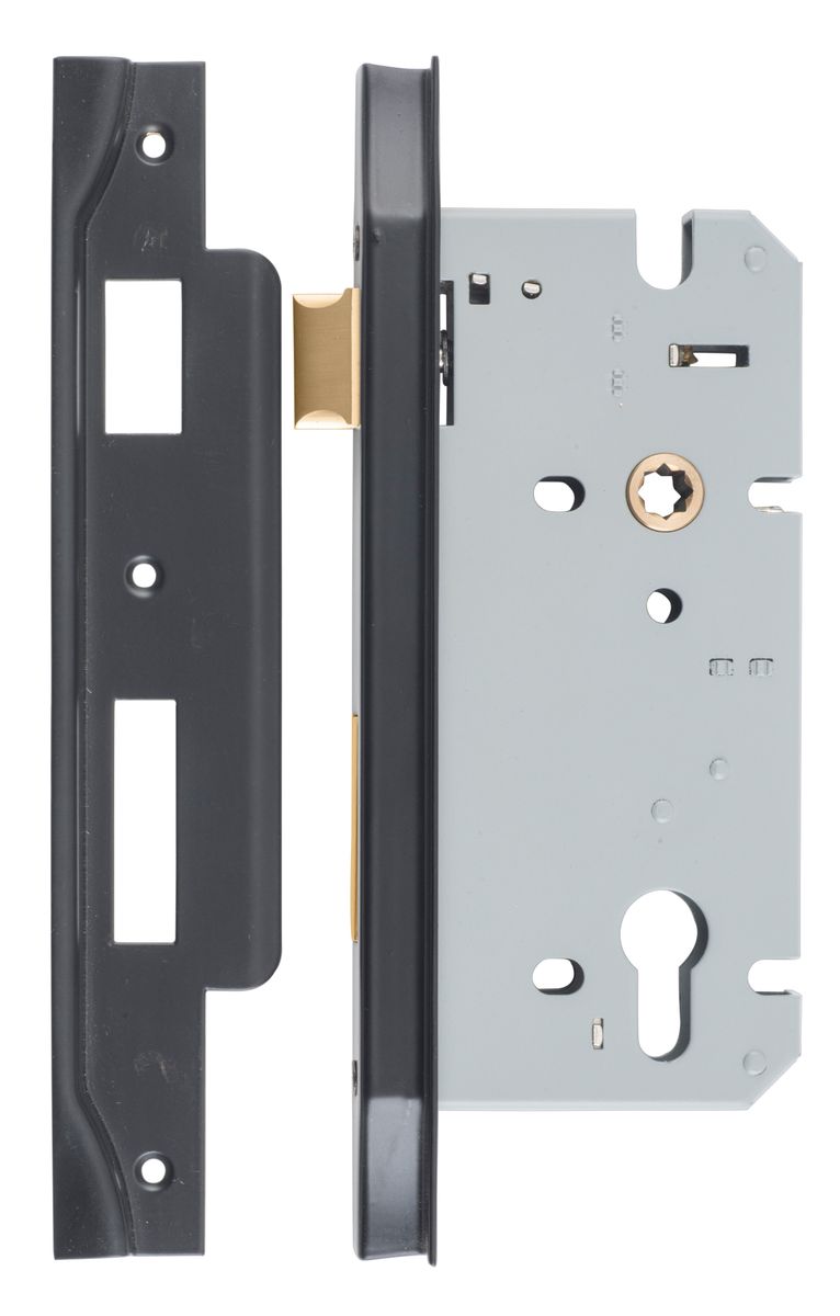 6069 - Rebated 85mm Euro Mortice Locks - 60mm Backset - Matt Black