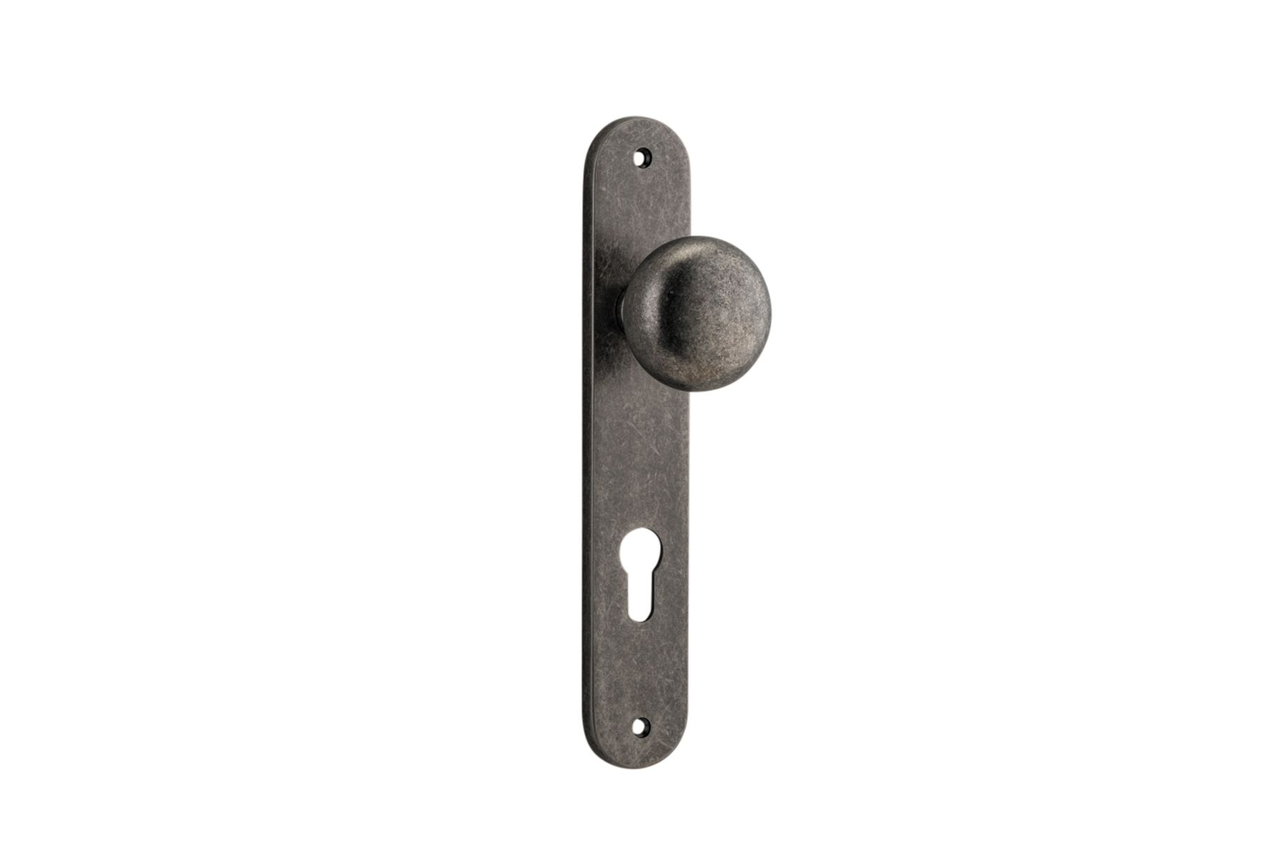 13834E85 - Cambridge Knob - Oval Backplate - Distressed Nickel - Entrance