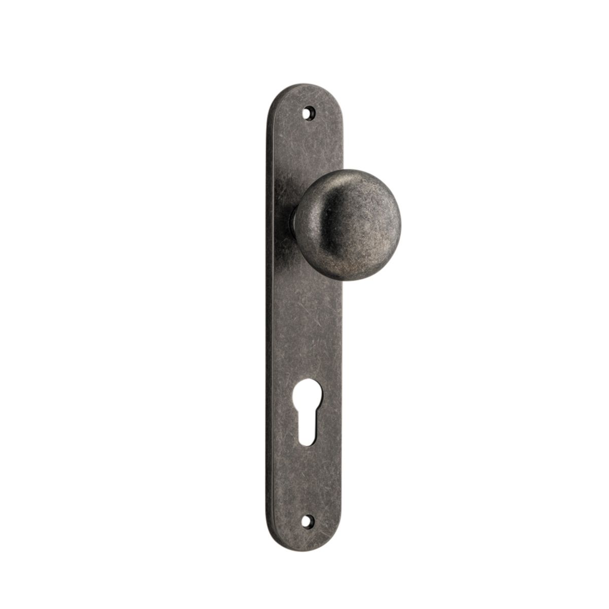 13834E85 - Cambridge Knob - Oval Backplate - Distressed Nickel - Entrance