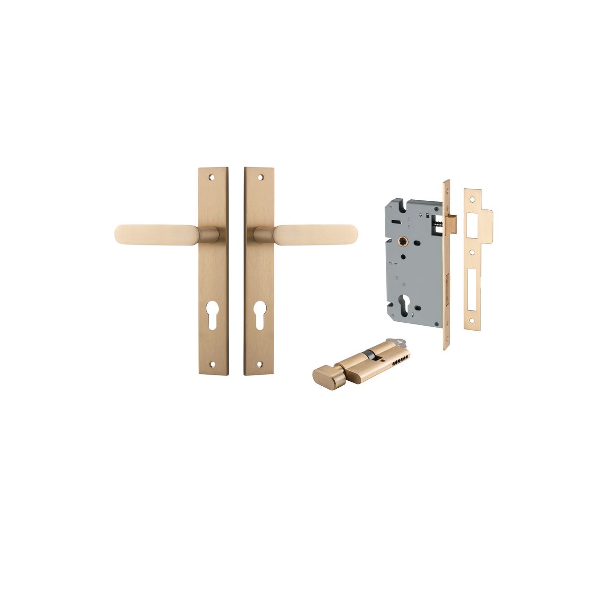 15248KENTR60KT - Bronte Lever - Rectangular Backplate Entrance Kit with High Security Lock - Brushed Brass - Entrance