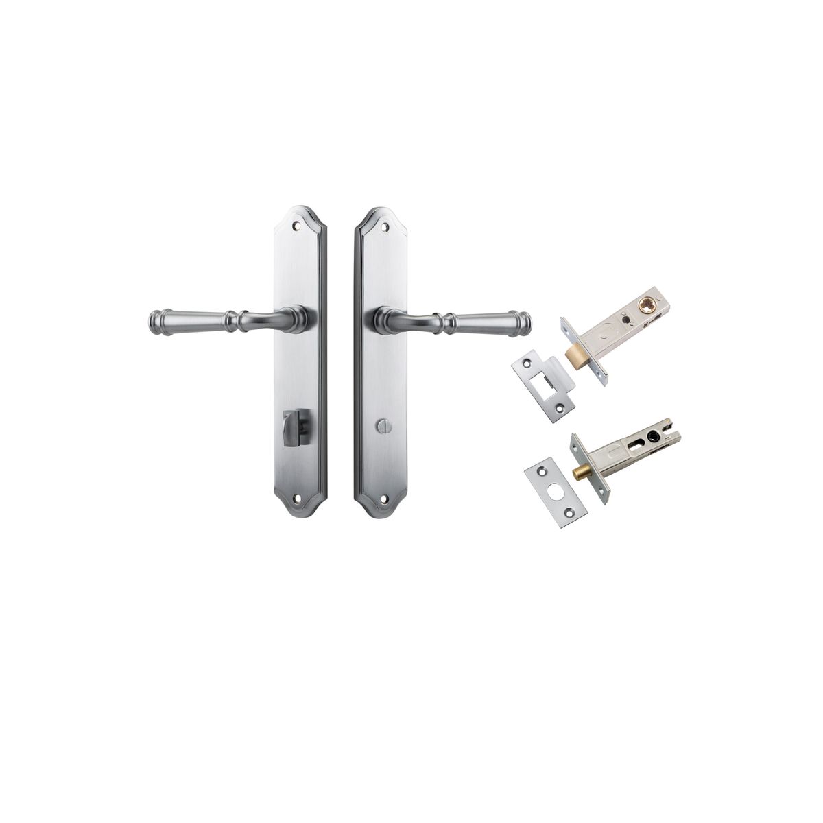 12218KPRIV60 - Verona Lever - Shouldered Backplate Privacy Kit with Privacy Turn - Brushed Chrome - Privacy