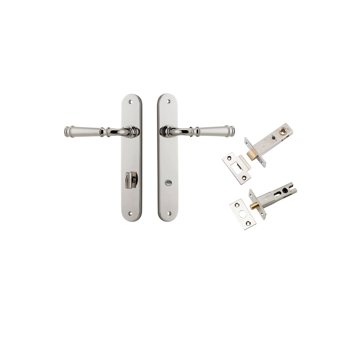14230KPRIV60 - Verona Lever - Oval Backplate Privacy Kit with Privacy Turn - Polished Nickel - Privacy